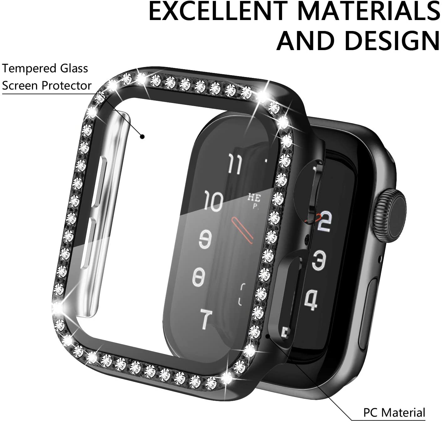 Wholesale Crystal Diamond Rhinestone Case with Built In Tempered